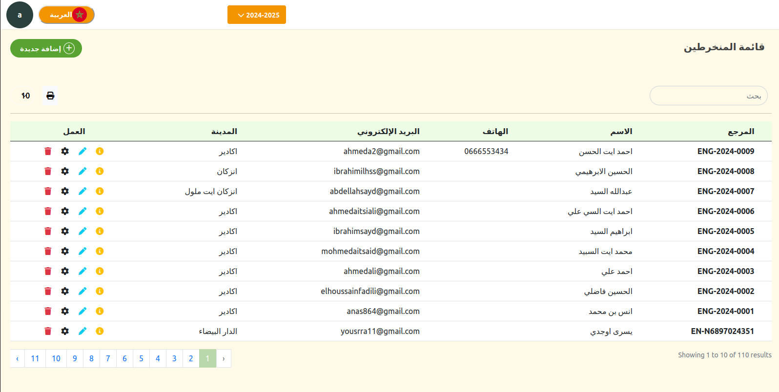 إدارة حسابات المنخرطين